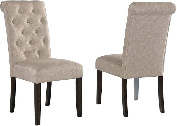 Roundhill Furniture Leviton Solid Wood Tufted Parsons Dining Chairs, Set of 2, Purple