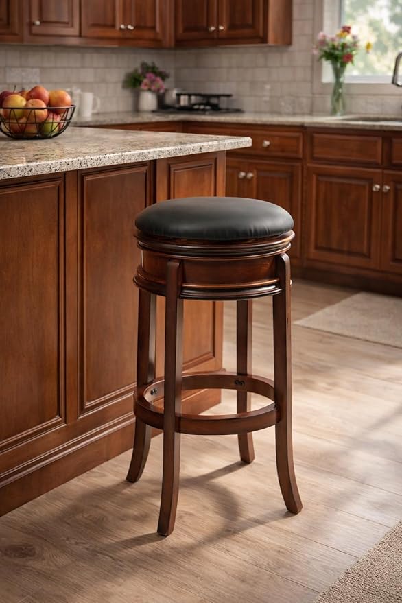 Boraam Magellan 29'' Backless Swivel Bar Stool, Black/Brandy