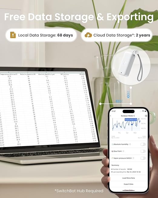 SwitchBot Bluetooth Hygrometer Thermometer 3 Pack with Hub, Smart Humidity Temperature Sensor with App Notifications, 394ft Bluetooth Range, Compatible with Alexa, Google Home, HomeKit