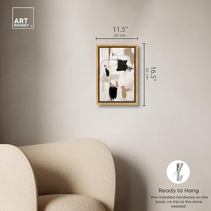 Art Remedy Strings in Abstraction Canvas Muted Abstract Wall Art, Gold Frame, 10" x 15"