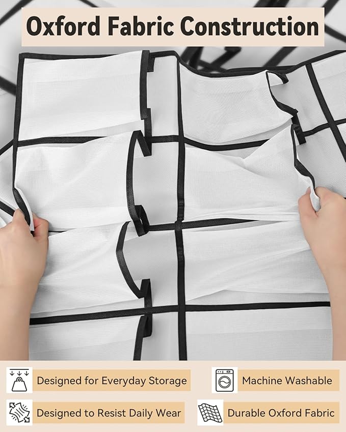 dodowin Over the Door Shoe Organizers, 2 Pack - 35 Deep Mesh Pockets Each, Over The Door Shoe Rack with 4 Metal Hooks Each, Space Saving Hanging Storage Holder for Closets, Shoes & Accessories, White