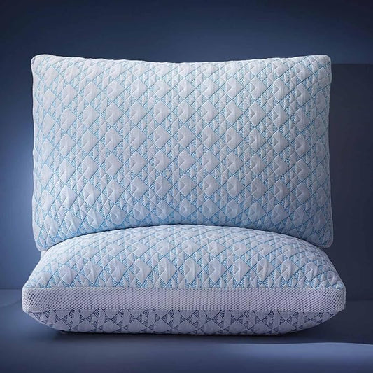 Lyralith Shredded Memory Foam Cooling Soft Bamboo Viscose Pillows Queen Size Set of 2, Adjustable Hypoallergenic Hotel Quality Bed Pillows for Back, Stomach and Side Sleeper, Oeko-TEX Certified