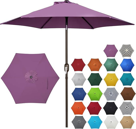 Blissun 7.5 ft Patio Umbrella, Yard Umbrella, Outdoor Market Umbrella with Push Button Tilt Crank, Lilac