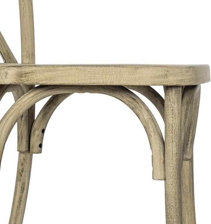 Flash Furniture Hercules Commercial Indoor/Outdoor Cross Back Chair, Wood Look, Weather-Resistant, Lightweight Design, Versatile Use, Set of 2, Light Oak