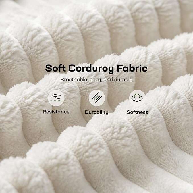 Marsail 65" Futon Sofa Bed, Convertible Small Recliner Sleeper Sofa Bed with Adjustable Backrest, Corduroy Loveseat Futon Couch for Small Apartments, Living Room Office, Guest Room (White)