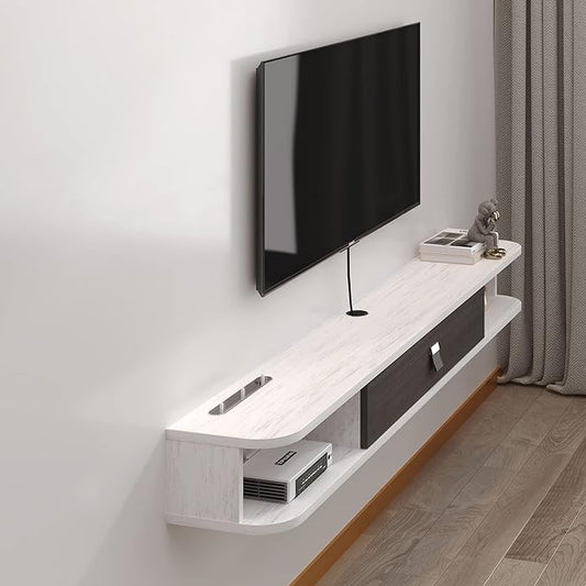 Pmnianhua Modern Floating TV Stand, 47'' Wall-Mounted Media Console with Storage for Bedroom, Living Room (Grey-White) | Modern, Wall-Mounted, with Storage