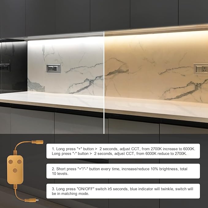 4pack 7inch Dimmable LED Kitchen Light Kit, 2700-6000K Smart Closet Cabinet Lighting Fixture APP Control, Compatible with Alexa, Google Assistant, for Under Counter, Garage, Pantry (Gold)
