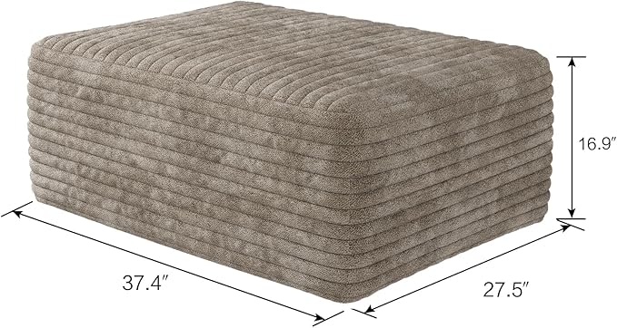 135" U Shaped Boneless Couch with Ottoman, Convertible Sleeper Compression Sofa, Corduroy Couch Sectional for Living Room Bedroom, Deep Seat Foam Cloud Sofas No Assembly, Right Facing Chaise, Camel