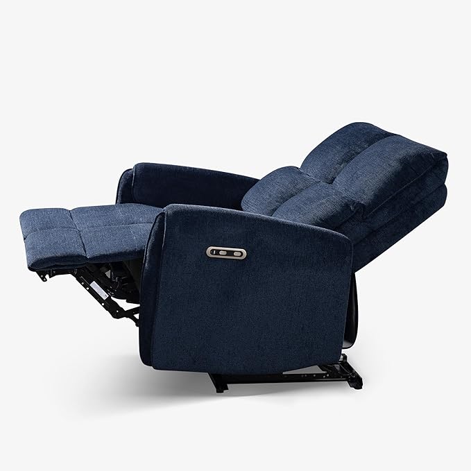 53.5" Zero Wall Hugger Power Reclining Loveseat Sofa with USB & Type-C Ports, Electric Recliner Loveseat with Lumbar Pillows, Small Space Wall Hugger Reclining Couch for Living Room & RV (Navy Blue)
