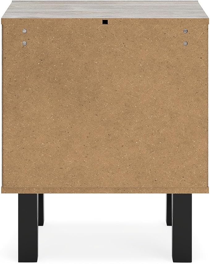 Signature Design by Ashley Vessalli Contemporary 2 Drawer Nightstand with Wireless Charging and USB Ports, 25" Tall, Light Gray & Black