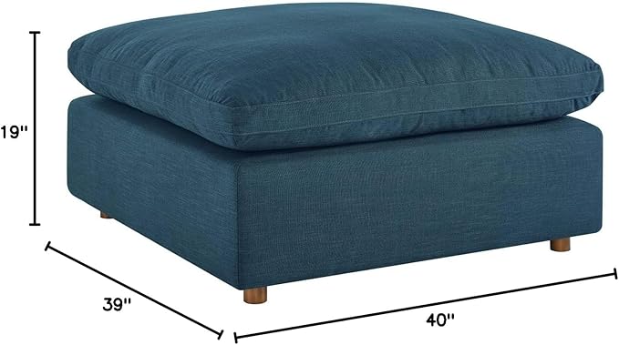 Modway Commix Down-Filled Overstuffed Upholstered Sectional Sofa Ottoman in Azure