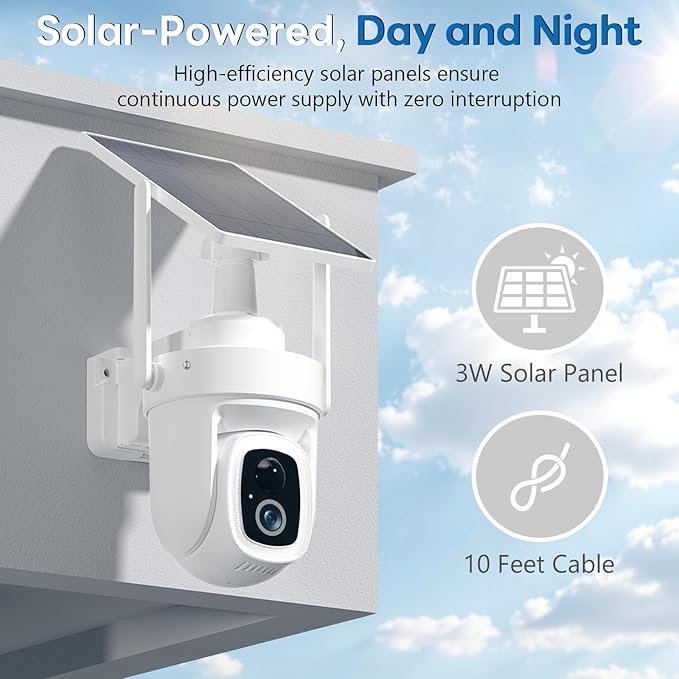 4K UHD Security Cameras Wireless Outdoor Solar Powered,5G & 2.4G WiFi Compatible,No Subscription,Encrypted Local Storage(with 32GB Memory Card),8MP Outside Cameras for Home Security,4Cam-Kit
