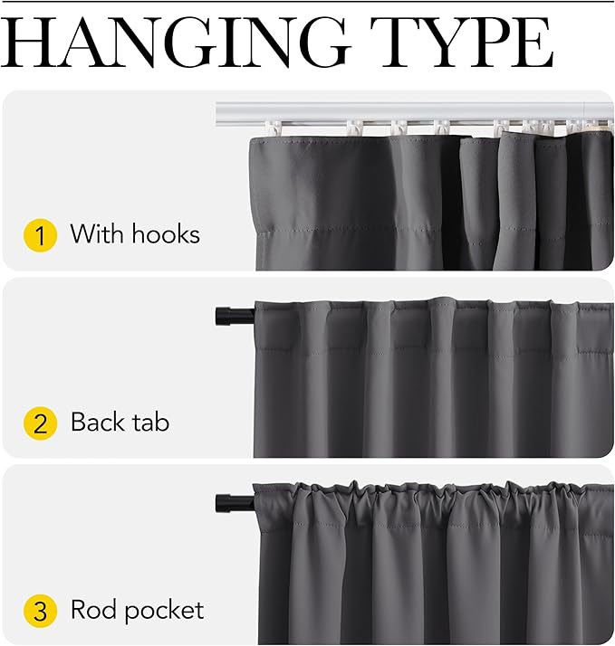 NICETOWN Door Curtain with Adjustable Ceiling Track, Blackout French Door Curtain for Doorway/Bay, W34 x L 80" Thermal Insulated Privacy Protection Drape for Living Room/Bedrrom, Grey, 1 Panel