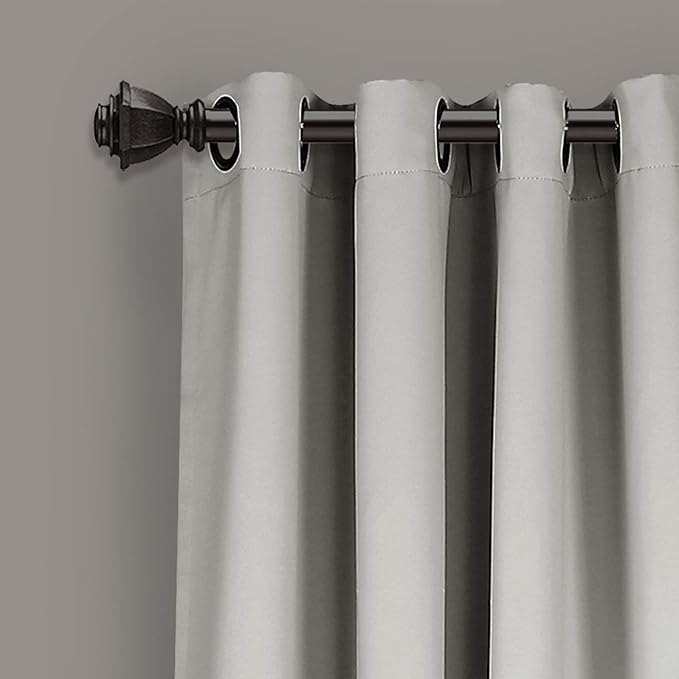 Lush Decor Insulated Grommet Blackout Window Curtain Panels, Pair, 52" W x 108" L, Light Gray - Classic Modern Design - Chic Window Decor - Long Curtains For Living Room, Bedroom, Or Dining Room