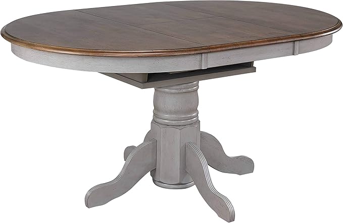 Sunset Trading Country Grove Round or Oval Extendable Dining Table | Distressed Gray and Brown Wood