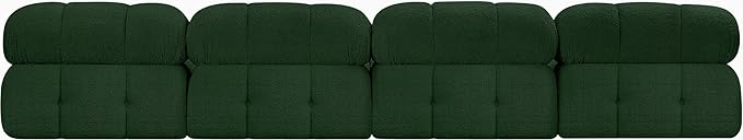 Meridian Furniture 611Green-S136B Ames Collection Modern | Contemporary Modular Sofa with Rich Green Boucle Fabric, Modular to Create Infinite Configurations, 136" W x 34" D x 28" H, Green