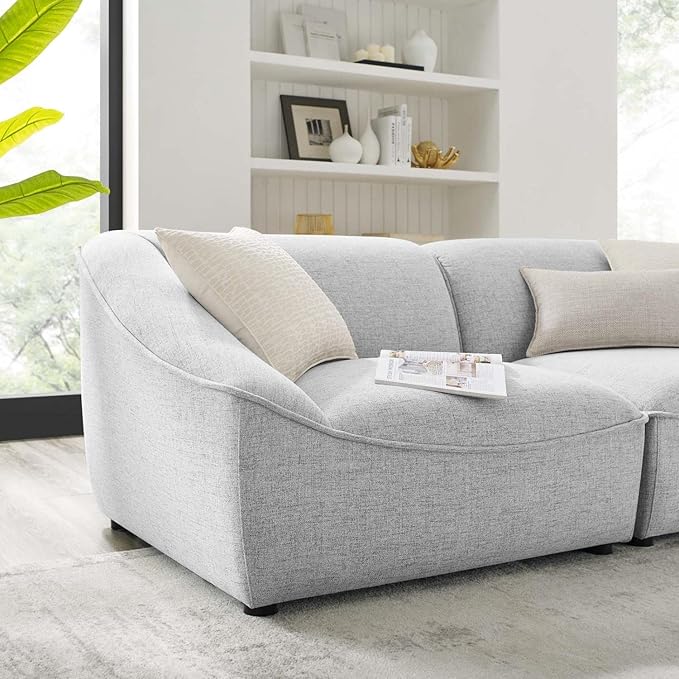Modway Comprise Fabric Upholstered Sectional, Loveseat, Light Gray