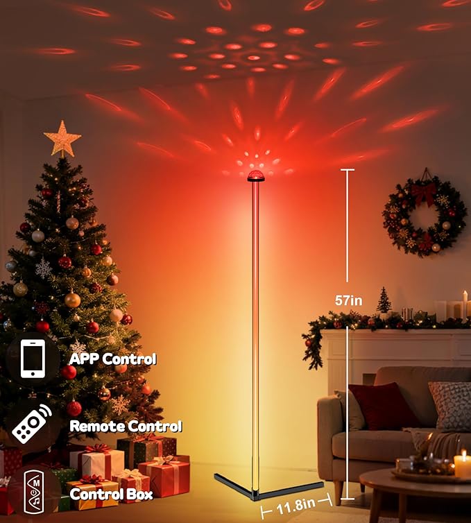 Uplighter Corner Floor Lamp, Smart RGB LED Corner Floor Lamp,Modern Projector Floor lamp with APP & Remote,Ambient Lighting Color Changing Standing Lamp with Music Sync for Living Room