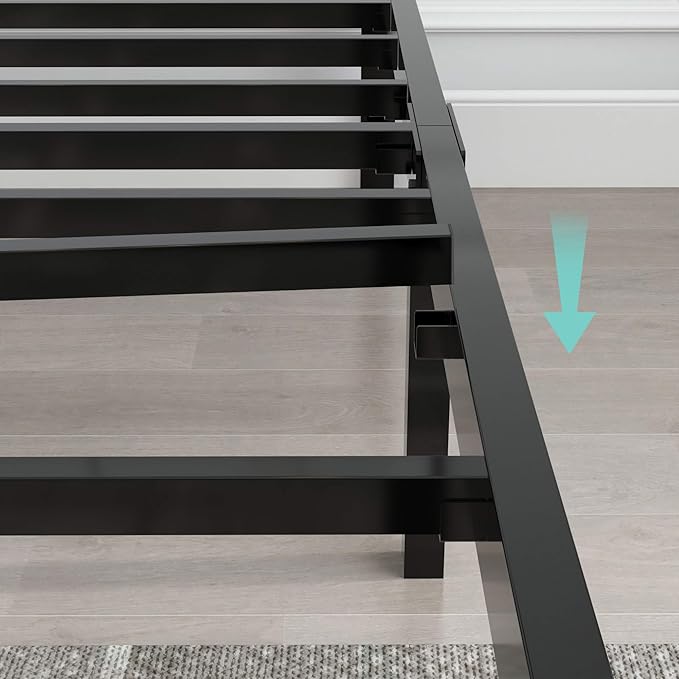 14 Inch Tall 3500lbs Heavy Duty Metal Bed Frame/with Storage/Mattress Foundation/Steel Slats Platform/Noise Free/No Box Spring Needed,Cal King