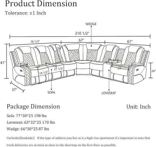 Power Reclinier Sectional Sofa,White Leather Reclining Sectional Modular Sofa,L Shaped Leather Couch with LED Lights/USB Charger/Cup Holders/Storage Console/Storage Armrest/Coffee Table(L)