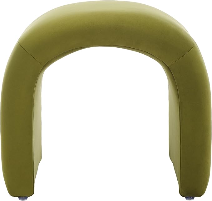 SAFAVIEH Home Collection Kibo Olive Velvet Waterfall Curved Ottoman (Fully Assembled)