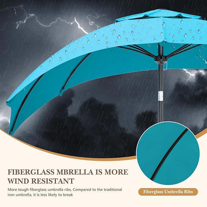 Sannwsg Outdoor Patio Umbrella,Table Umbrella with Push Button Tilt and Crank,Market Umbrella with 8 Sturdy Ribs,Yard Umbrella
