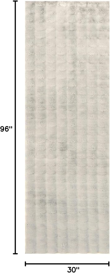 nuLOOM Jeni Grey, 2'6" x 8', Solid Faux Rabbit, Fluffy and Cozy, High Traffic, Stain Resistant, Easy Clean, Durable Washable Runner for Bedroom, Living Room, Dining, Den, Foyer, Entryway