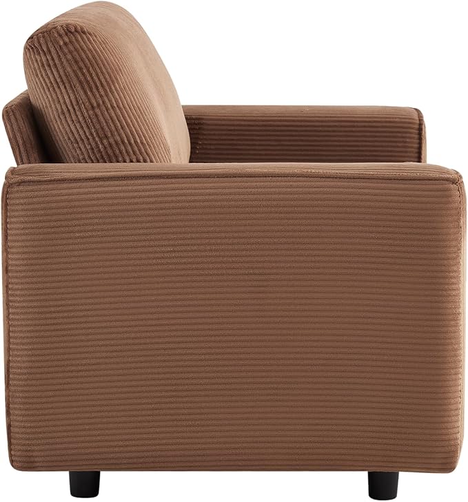 AC Pacific Derek 2 Piece Modern Corduroy Couches for Living Room, Tufted Sofas with Plush Upholstery, High-Density Foam, Sleek Black Legs, Durable Wooden Frame, Sofa and Loveseat Set, Brown
