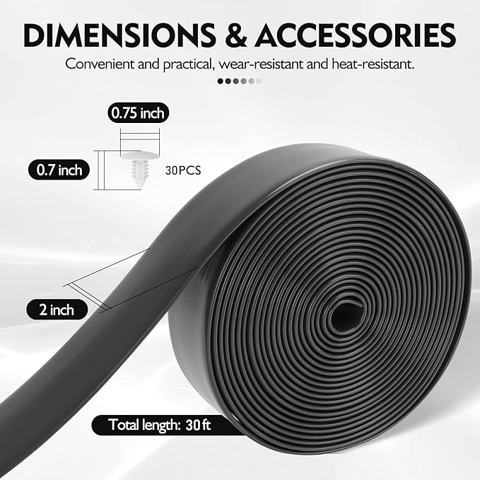LukLoy Vinyl Straps for Patio Chair Repair 2'' Wide 30Ft Long Straps + 30 Rivets, Cuttable Replacement Straps for Outdoor Lawn Deck Pool Balcony Beach Furniture Chaise Lounge Repair, Black