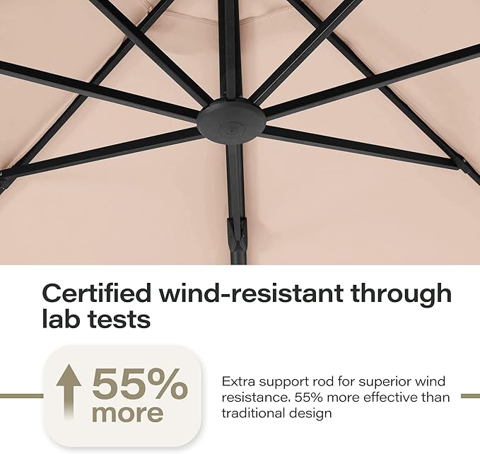 LAUSAINT HOME Outdoor Patio Umbrella with Base included, Deluxe Curvy Cantilever Umbrella Heavy Duty Offset Hanging Umbrella