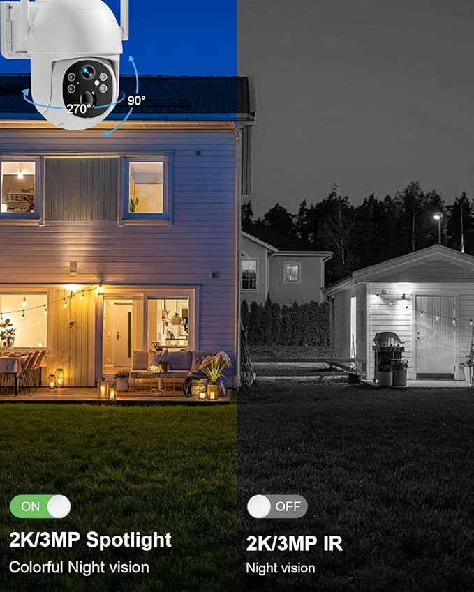 SANSCO No WiFi Cellular Security Camera, Built-in 4G LTE SIM Card & Lifetime Free Unlimited Data, 64G TF Card, 2K Color Night Vision, 360° Live View, Real-time Alerts, Solar Powered Wireless Outdoor