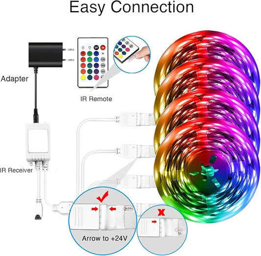 DAYBETTER LED Strip Lights 400 ft, Smart Light with App Remote Control, RGB LED Lights for Bedroom, Music Sync Color Changing for Room Home Decor Party Festival Halloween, Christmas (4 Rolls)