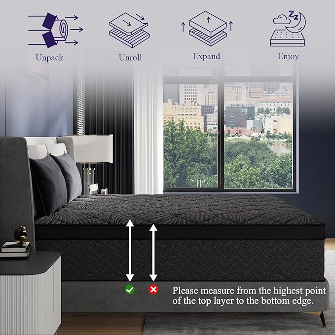 Twin Size Mattress, 12 Inch Luxury Hybrid Twin Mattress in a Box, Medium Firm Mattresses with Cooling Gel Memory Foam & Pocket Springs, Double Additional Support, 365-Night Trial