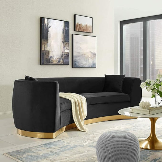 Modway EEI-3408-BLK Resolute Curved Performance Velvet Sofa, Black