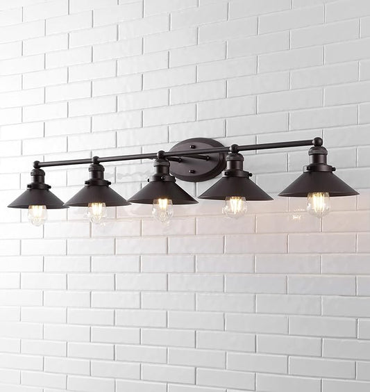 JONATHAN Y 7.88" Oil Rubbed Bronze 1-Light Industrial Farmhouse Metal Vanity Light Wall Sconce, Metal Shade for Bathroom Mirror, Kitchen, Entryway, LED Bulb Included (JYL7904A)