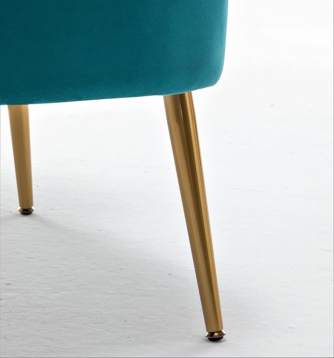 Modern Velvet Accent Chair for Living Room, Bedroom, or Entryway, Stylish and Comfortable Armless Design with Metal Legs, Greynish Blue