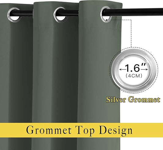 NICETOWN Living Room Window Curtain Drapes Extra Long & Wide - Living Room Panels Grommet Top Window Treatment for Hall & Guest Room (W80 x L108, Dark Mallard, 2 Pieces)