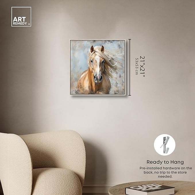 Art Remedy Rustic Rider Canvas Horse Wall Art, Silver Frame, 20" x 20"