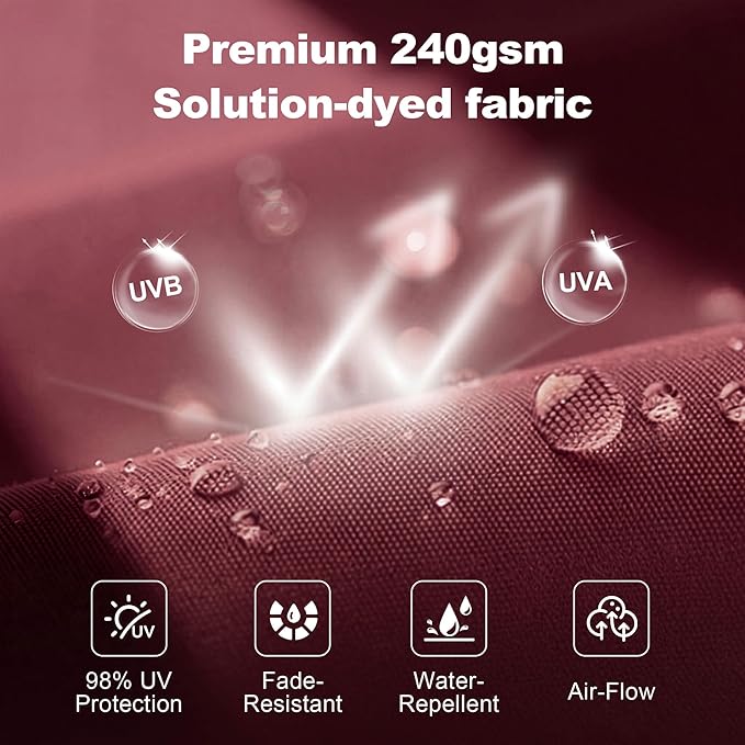 FLAME&SHADE 8.2 X 8.2 FT Cantilever Patio Umbrella - Large Offset Umbrella Outdoor Patio with 360-Degree Rotation and 3-Year Fade Resistance Fabric for Deck Pool Backyard Garden, Burgundy