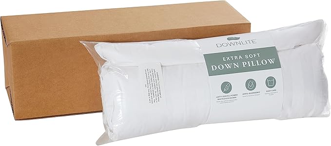 DOWNLITE Down Extra Thin, Flat & Soft Pillow for Stomach Sleepers (Hypoallergenic) (King)