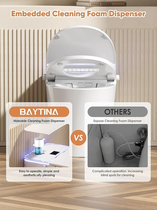 Smart Toilet with Auto Open/Close Lid - Warm Water Bidet, ADA Comfort Height Heated Seat, Dryer, Night Light, Foam Shield, Dual Auto Flush, Foot Sensor, Modern Elongated One-Piece Toilet for Bathrooms