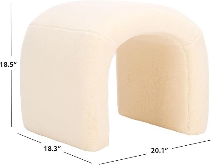 SAFAVIEH Home Collection Kibo Cream Faux Shearling Waterfall Curved Ottoman (Fully Assembled)