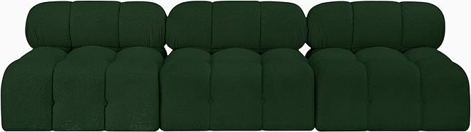 Meridian Furniture 611Green-S102B Ames Collection Modern | Contemporary Modular Sofa with Rich Green Boucle Fabric, Modular to Create Infinite Configurations, 102" W x 34" D x 28" H, Green