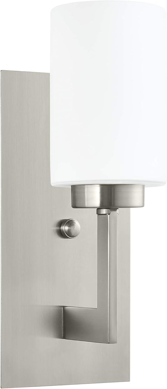 Linea di Liara Brio Brushed Nickel Sconce Frosted Glass Shade Modern Sconces Wall Lighting Fixture Bathroom Wall Sconce Vanity Wall Sconce and Hallway Wall Light Fixtures, UL Listed