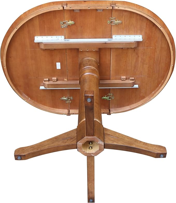 IC INTERNATIONAL CONCEPTS 36" Solid Wood Round Top Pedestal Table with 12" Leaf in Oak - 36.1" H