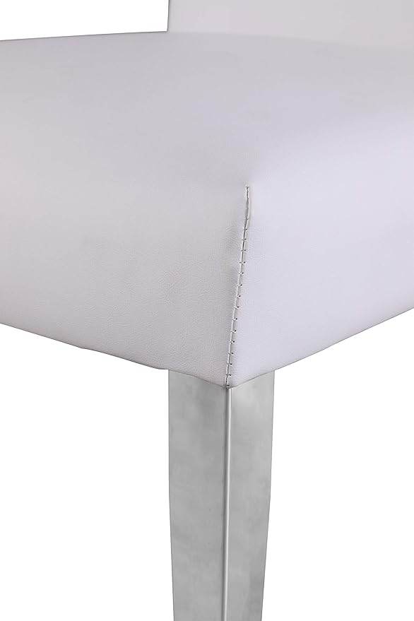 Meridian Furniture Porsha 19" H Leather Dining Chair in White/Chrome (Set of 2)