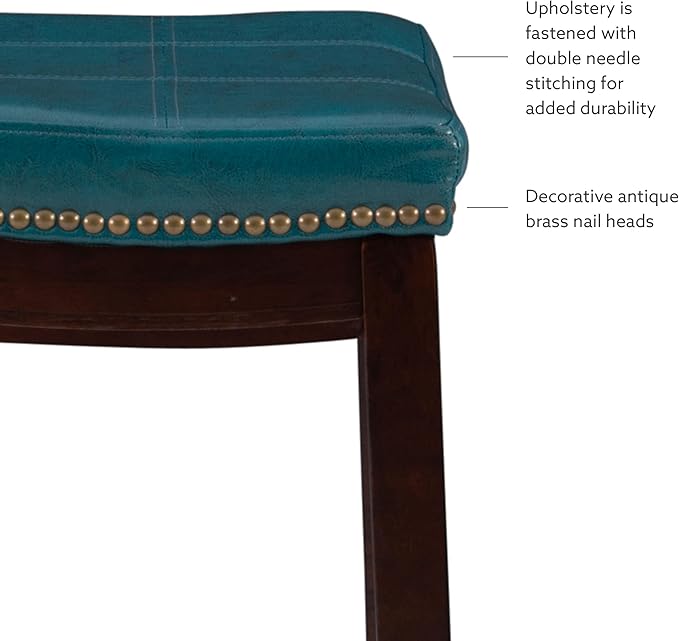 Linon Carson Blue Backless Counter Stool, Brown