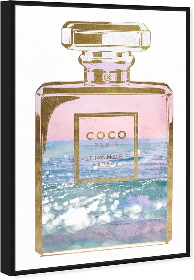 The Oliver Gal Artist Co. Fashion and Glam Wall Art Canvas Prints Blush Ocean Spray Perfume Home Décor, 10" x 15", Black Floating Frame