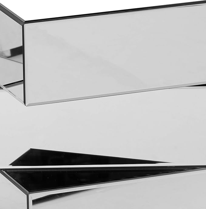 Meridian Furniture Haven Collection Modern Contemporary Mirrored Coffee Table Featuring a Bold Geometric Design, 39.5" W x 39.5" D x 18.5" H