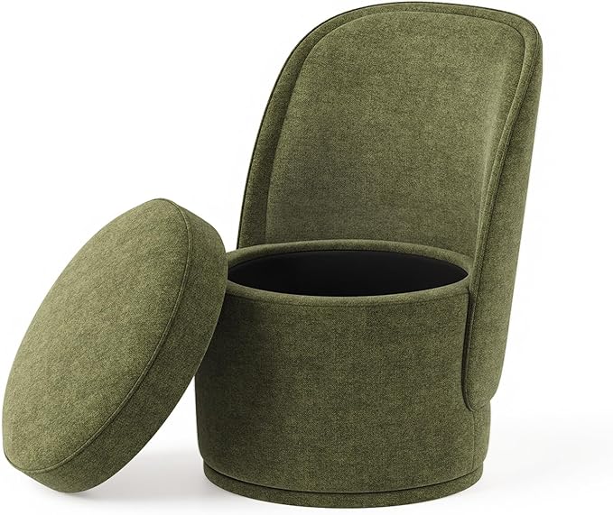 Swivel Accent Chair, 360° Swivel Chair with Hidden Storage, Modern Small Barrel Swivel Armchair for Living Room/Bedroom, Green